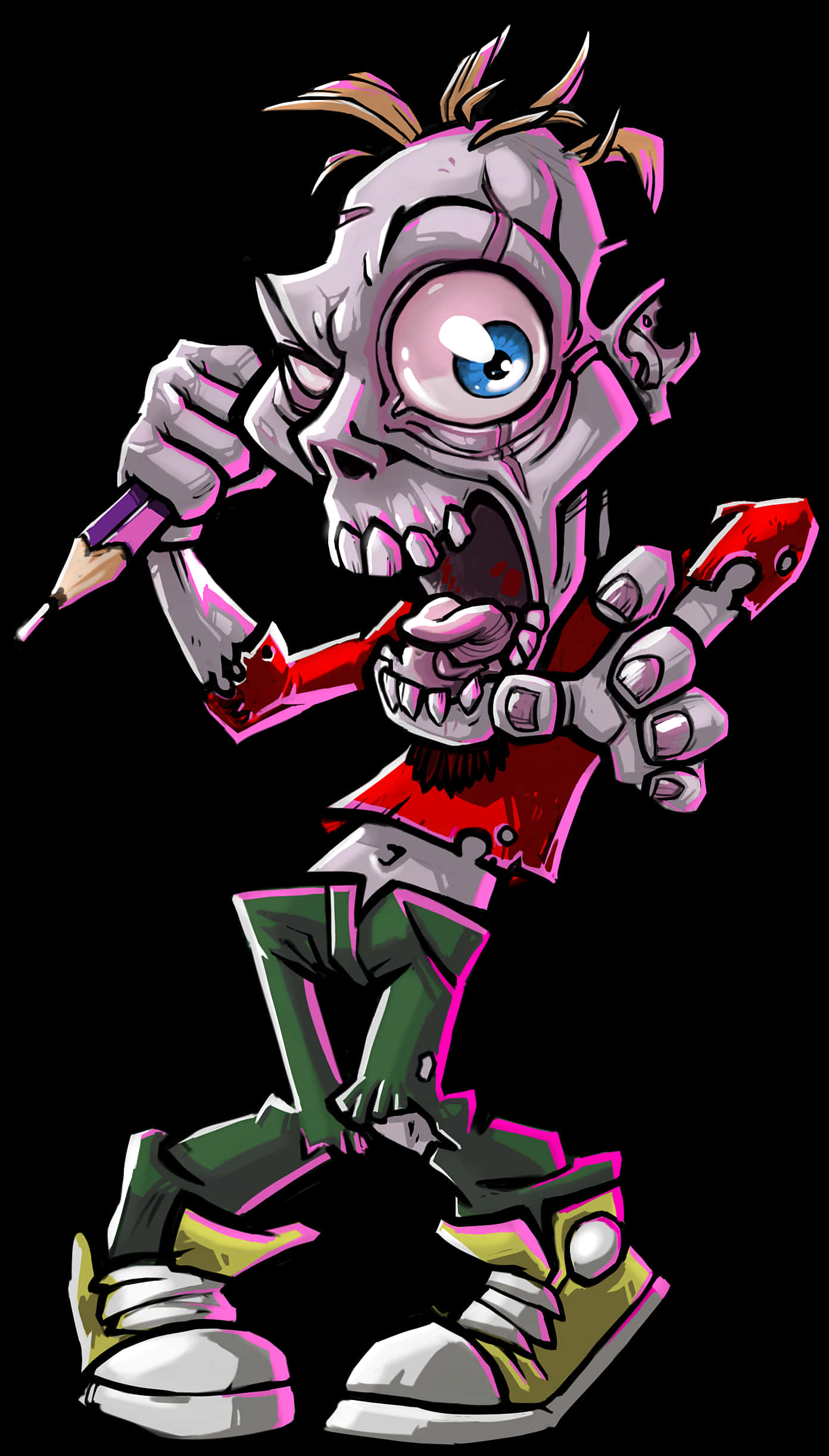 Zombie Artist Cartoon Character PNG