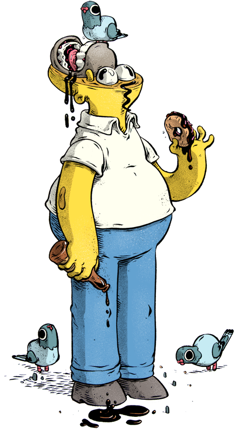 Zombie Homer Simpson Illustration PNG