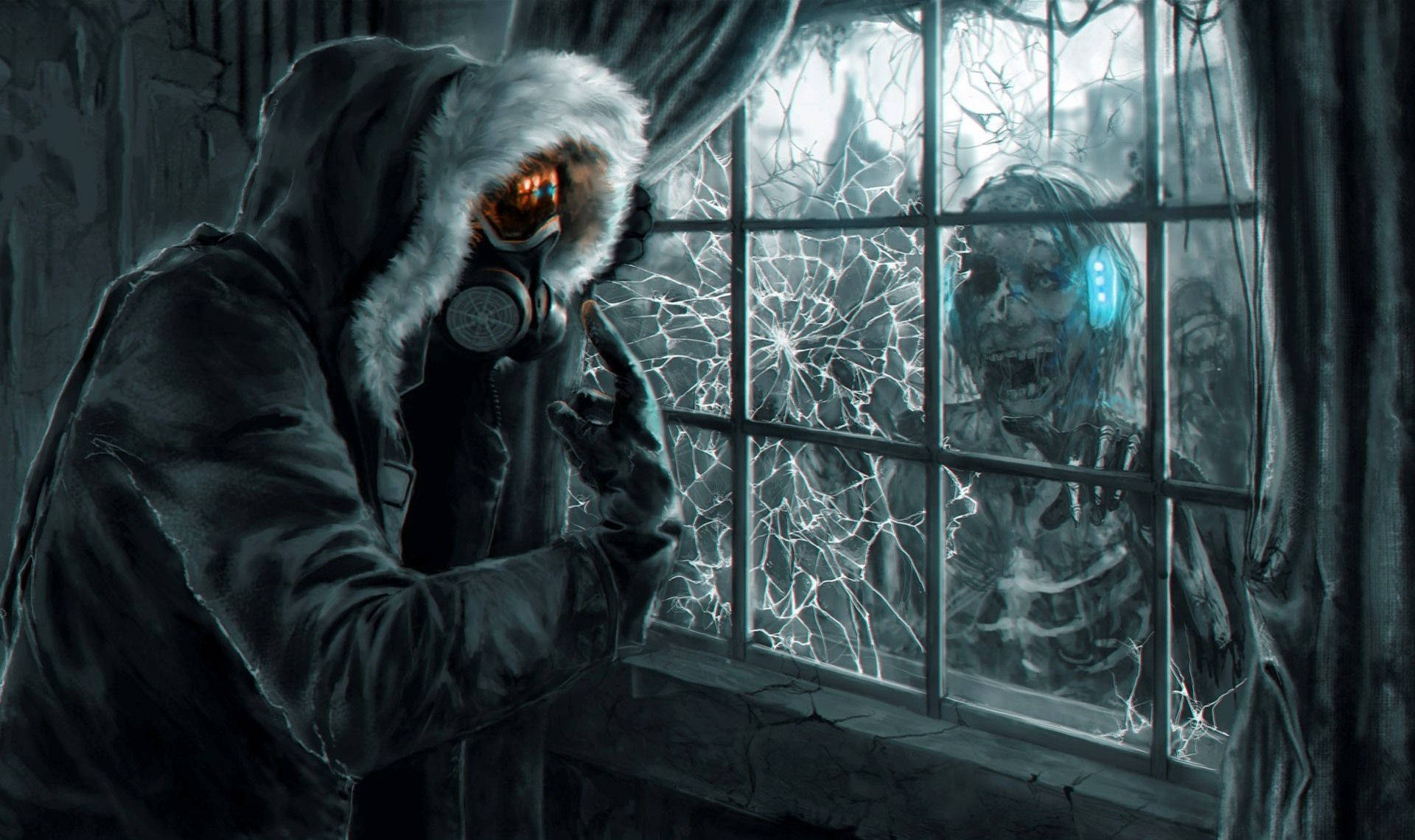 Zombie Looking In Window Wallpaper