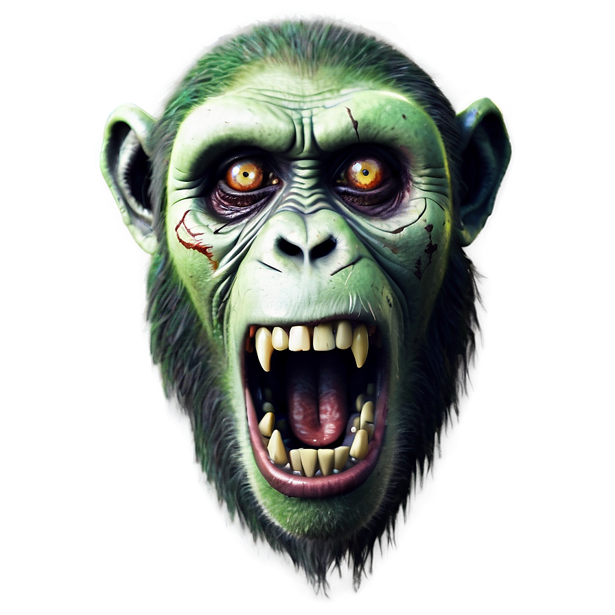 Zombie Monkey Face Horror Png 06272024 PNG