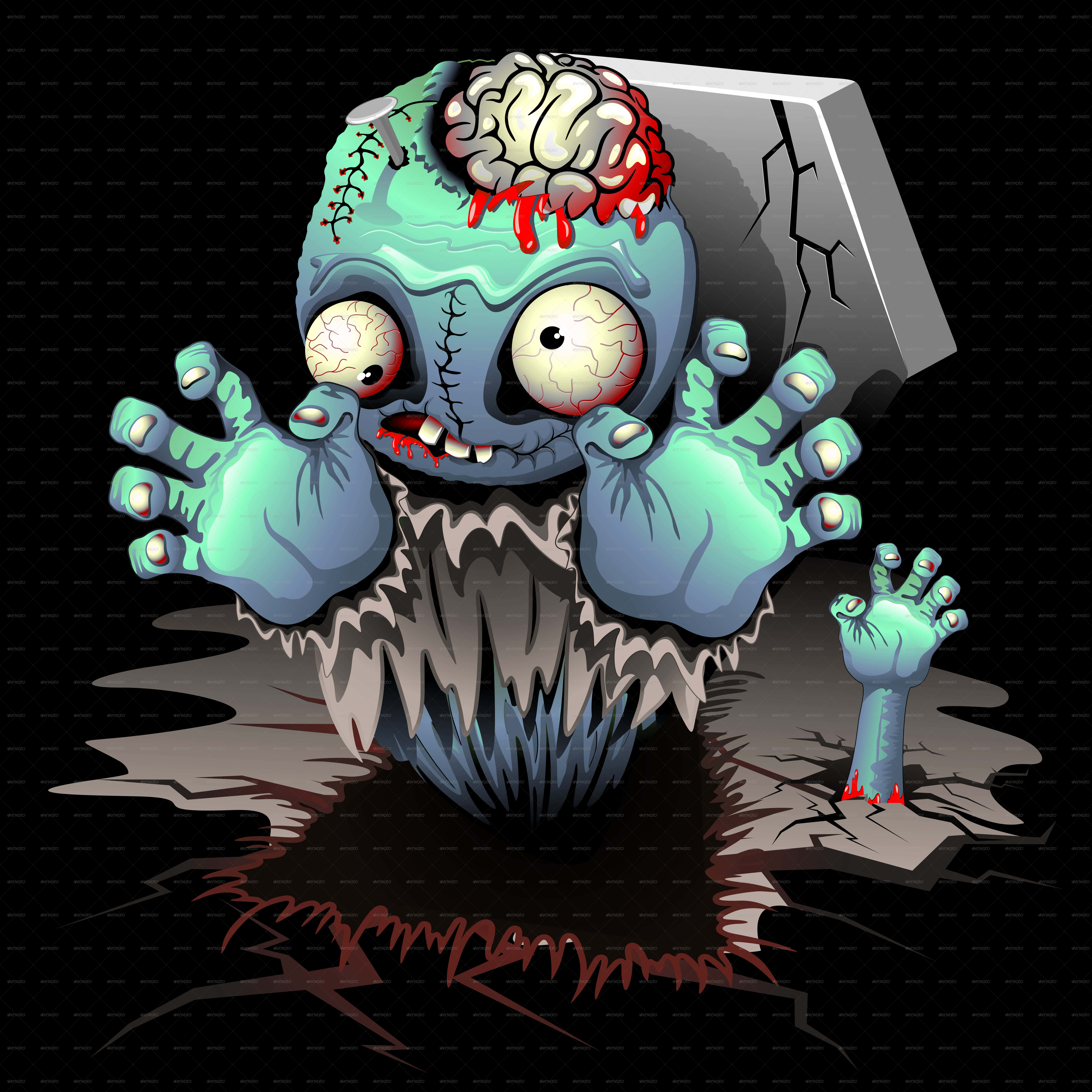 Zombie Monster Emerging From Ground PNG