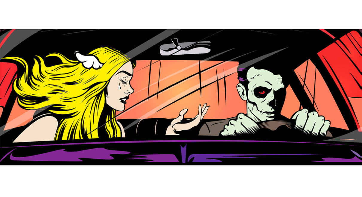 Zombieand Girl Car Argument Blink182 Wallpaper