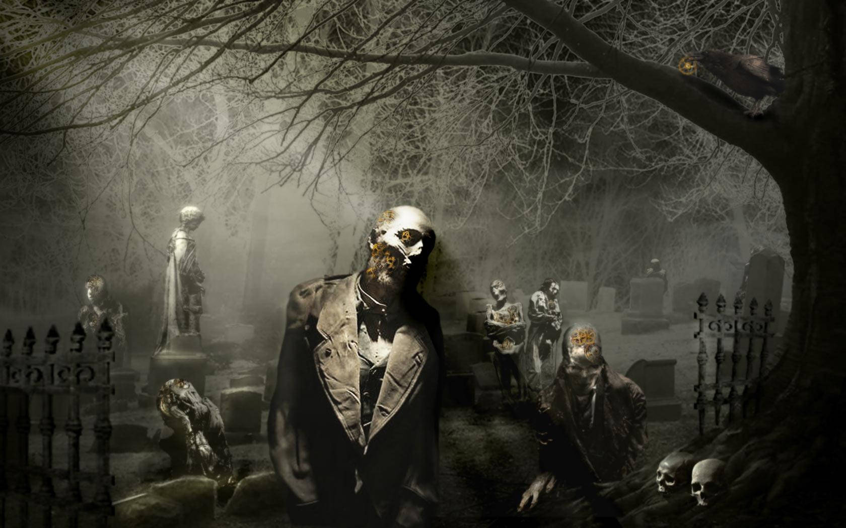 Zombies In Graveyard Wallpaper