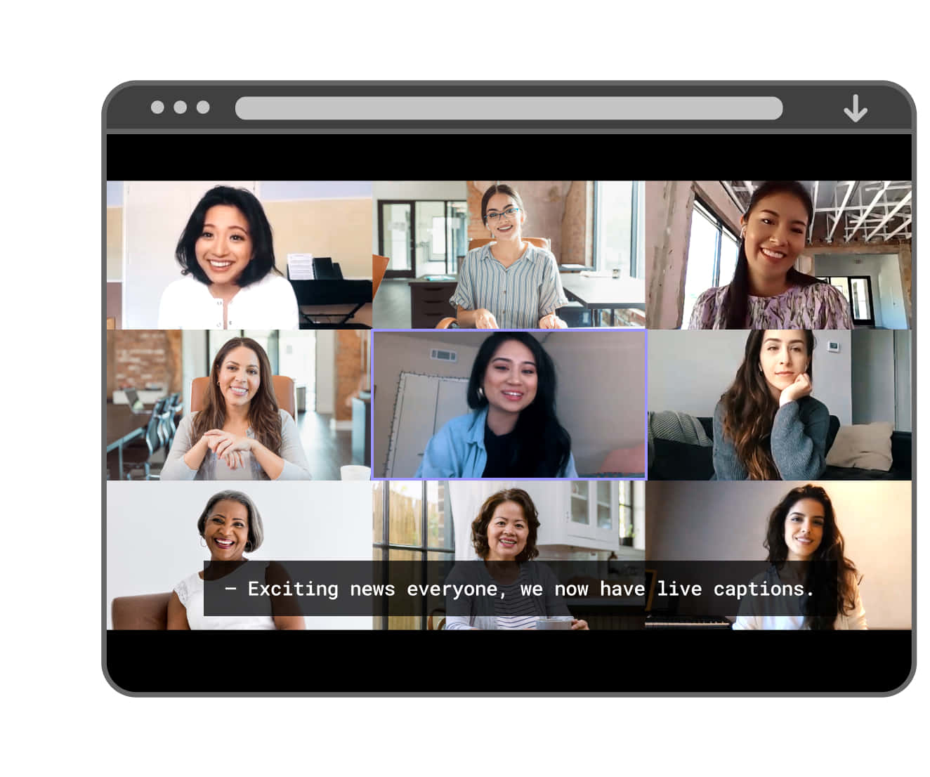 Einegruppe Von Frauen Lächelt Auf Einem Computerbildschirm.