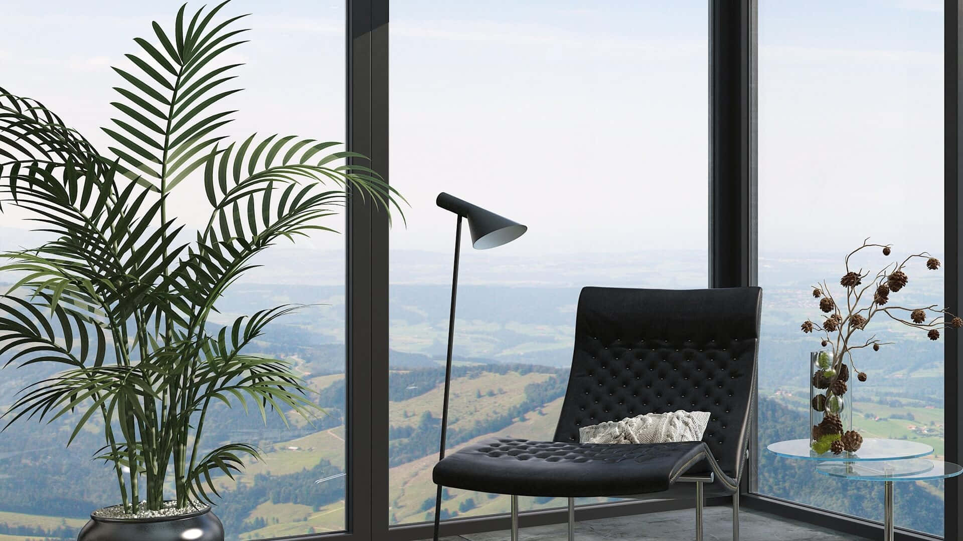 A Black Chair In A Room With A View