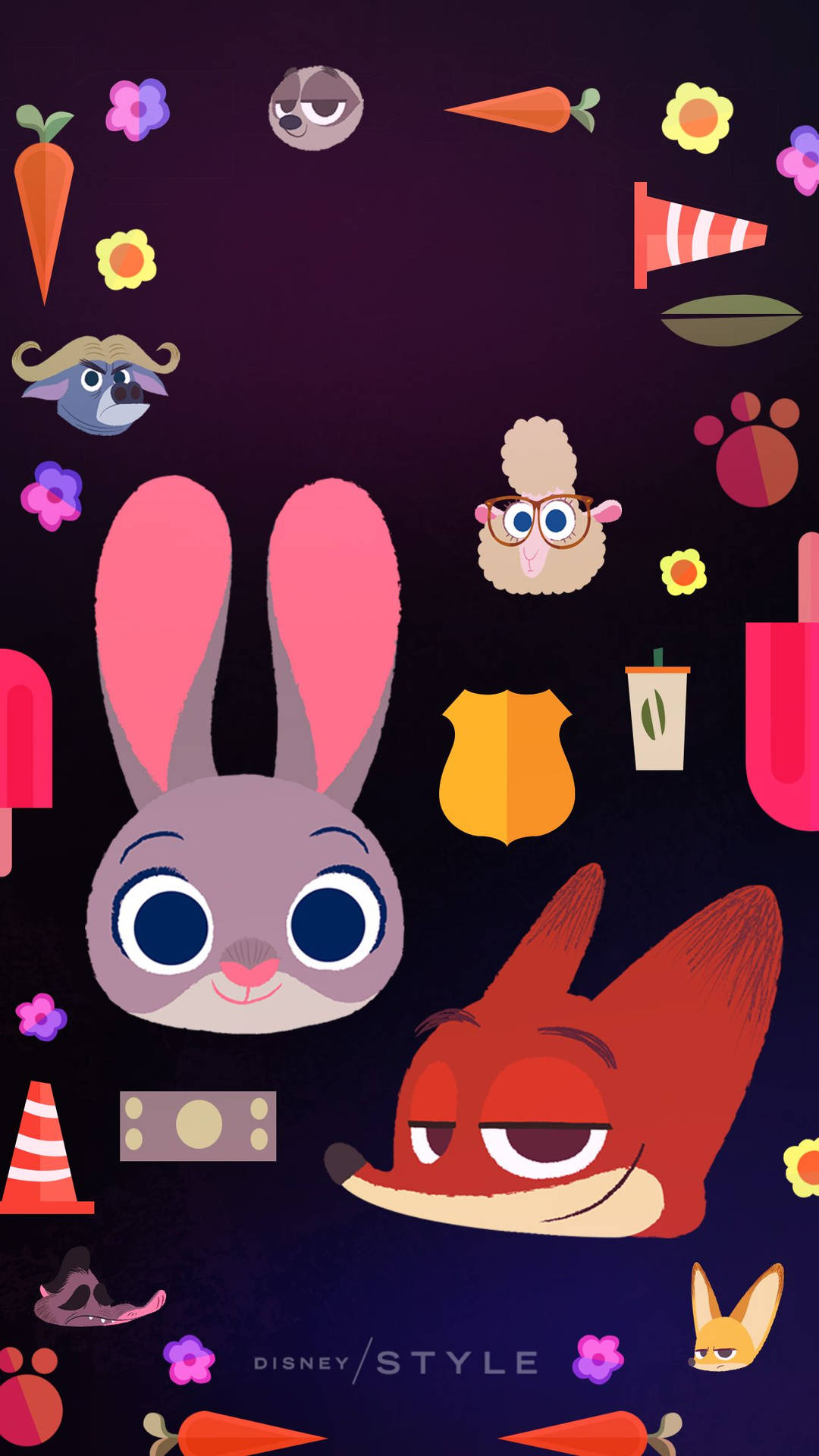 Zootopia Theme Animal Collage Phone Wallpaper