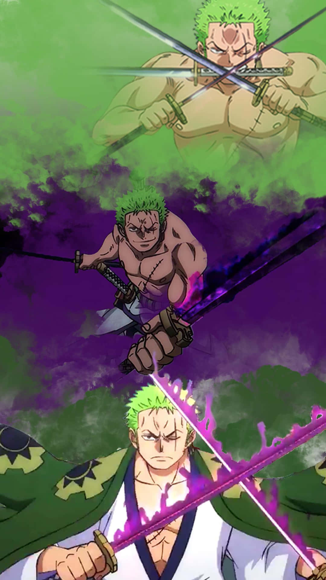 Roronoa Zoro Drawing in Action with Sword
