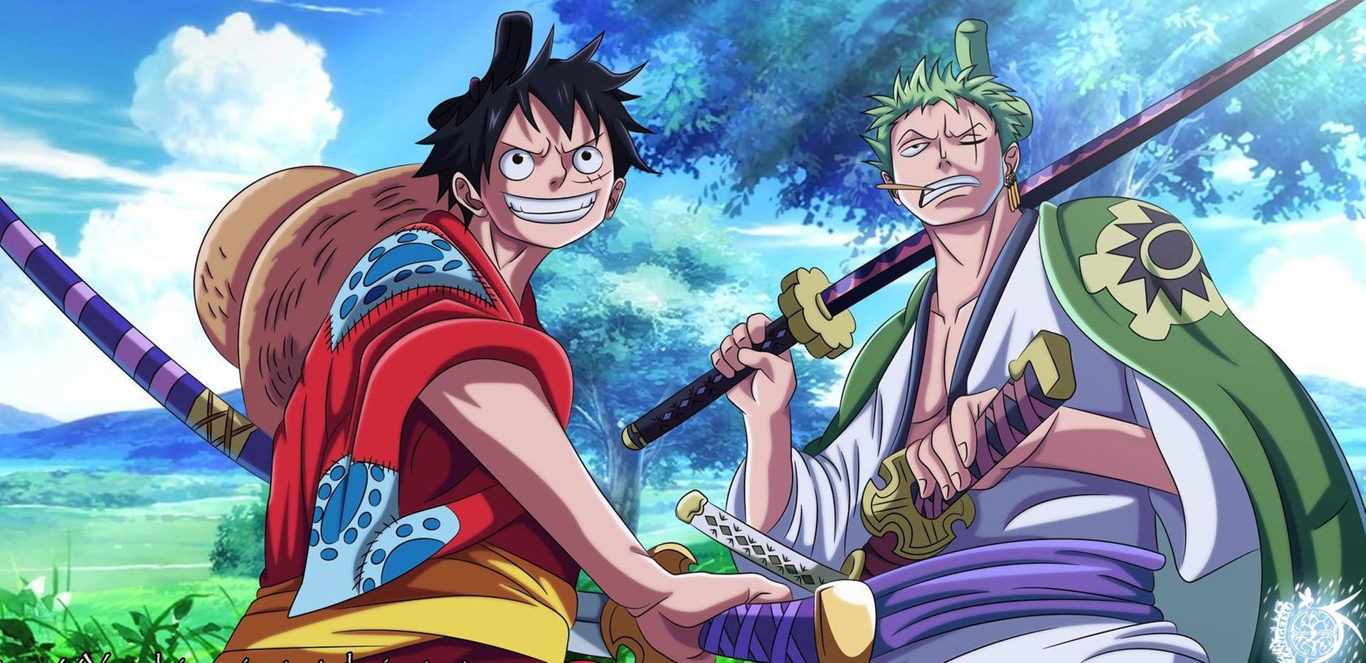 Zoro And Luffy One Piece Wano 4K Outfit Wallpaper