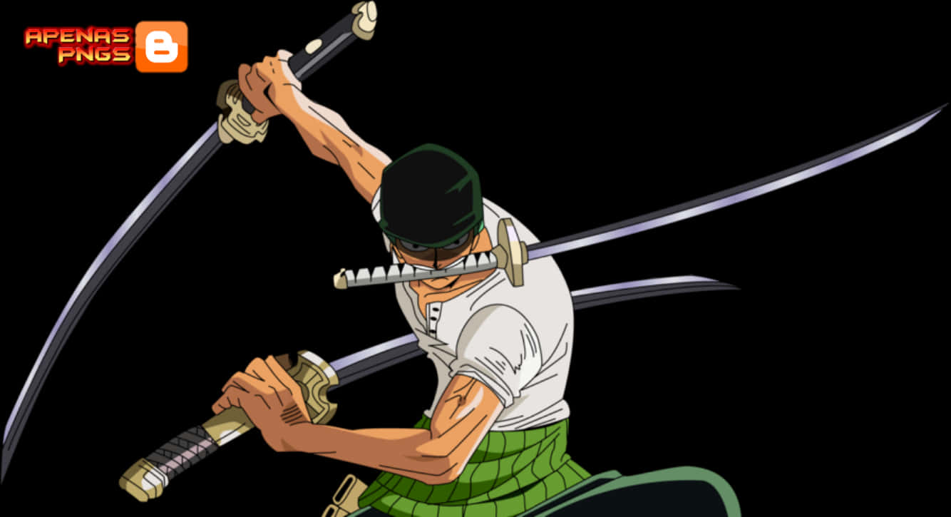 One Piece Zoro Three Sword Style PNG