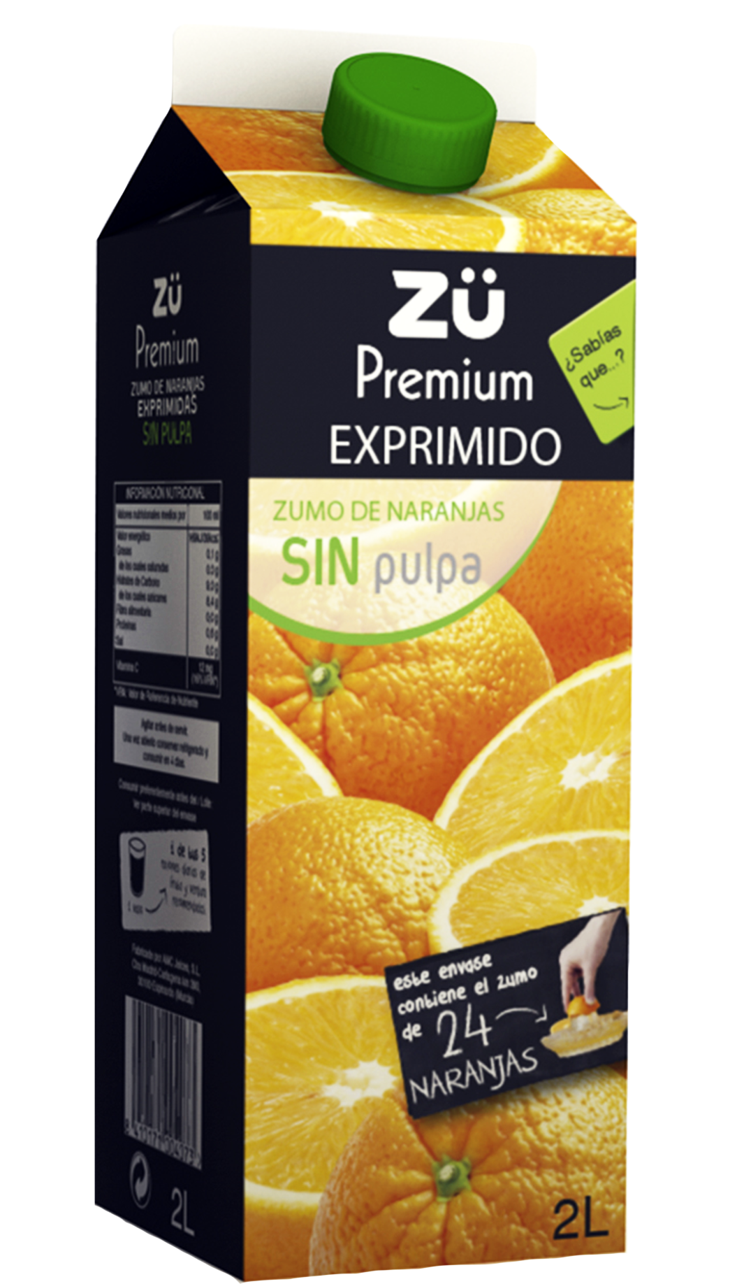 Zu Premium Orange Juice No Pulp2 L Packaging PNG
