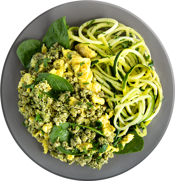 Zucchini Noodleswith Pestoand Eggs PNG