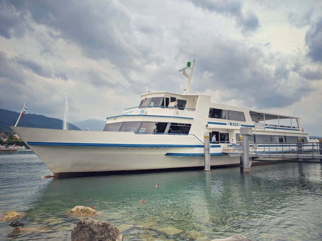 Zug_ Lake_ Ship_ Docked_ At_ Pier Wallpaper