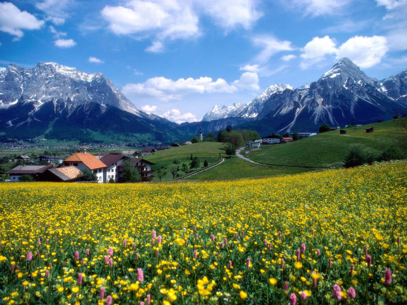 Zugspitze Alps Countryside In Germany Background