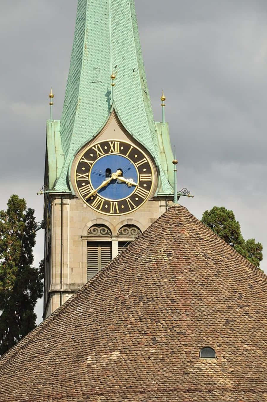 Zurich Church Clock Tower Wallpaper