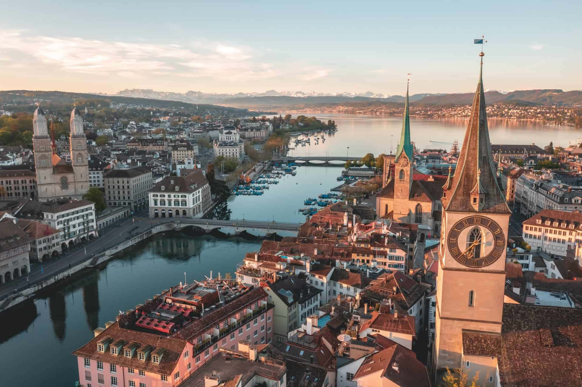 Zurich Switzerland Aerial View Wallpaper