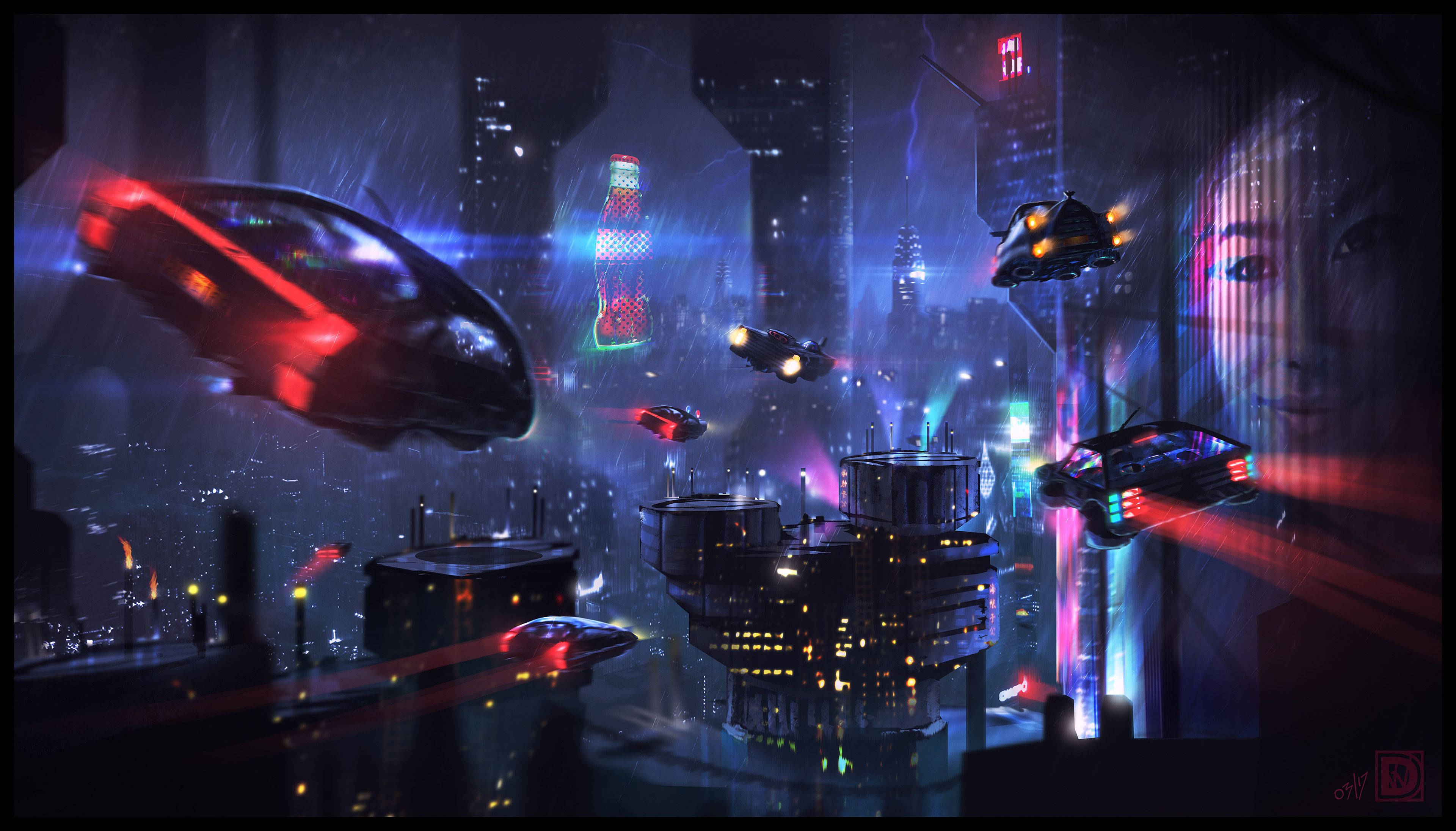 Download Blade Runner Cyberpunk Neon City Wallpaper | Wallpapers.com