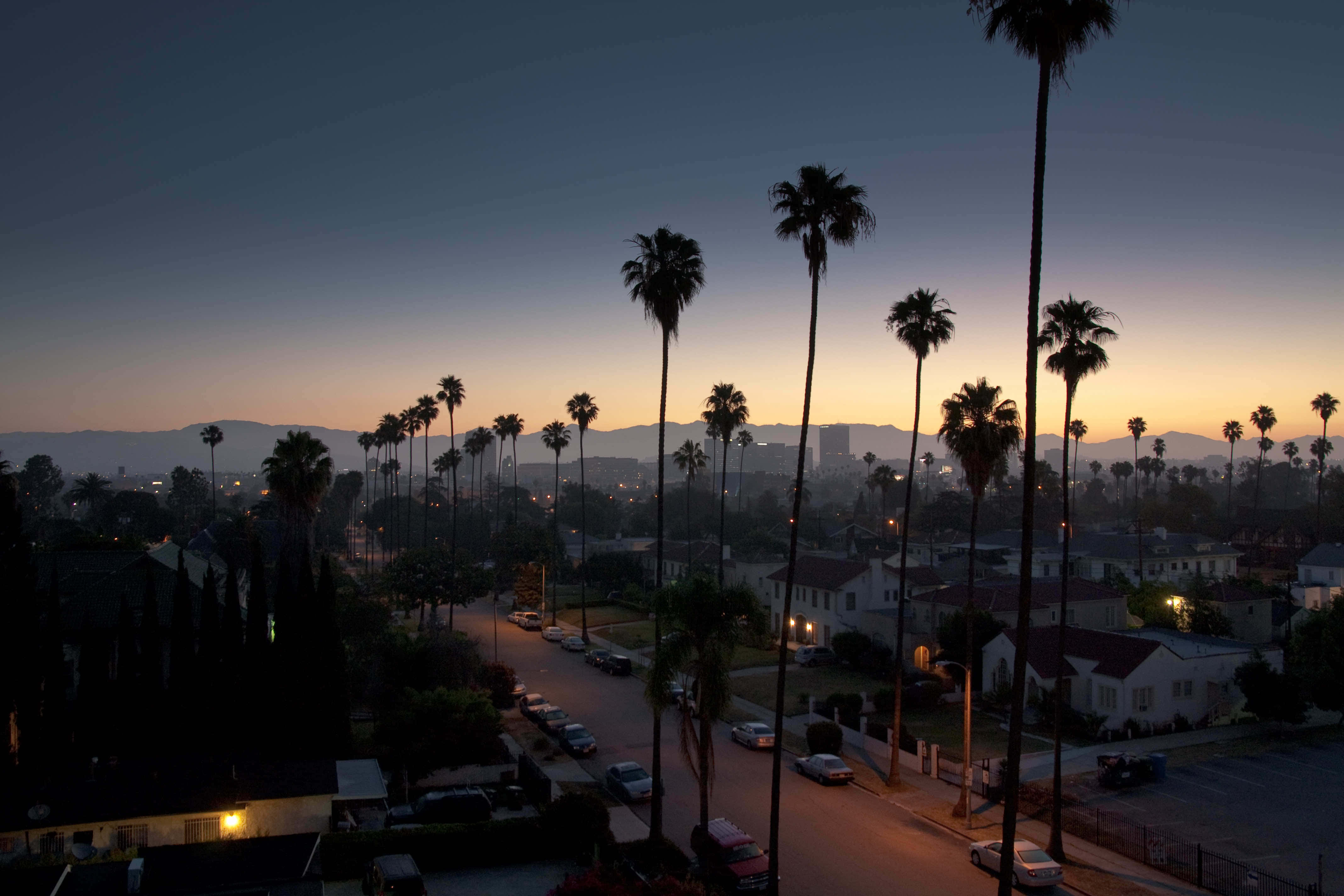 Download Downtown Los Angeles In Black And White Wallpaper | Wallpapers.com