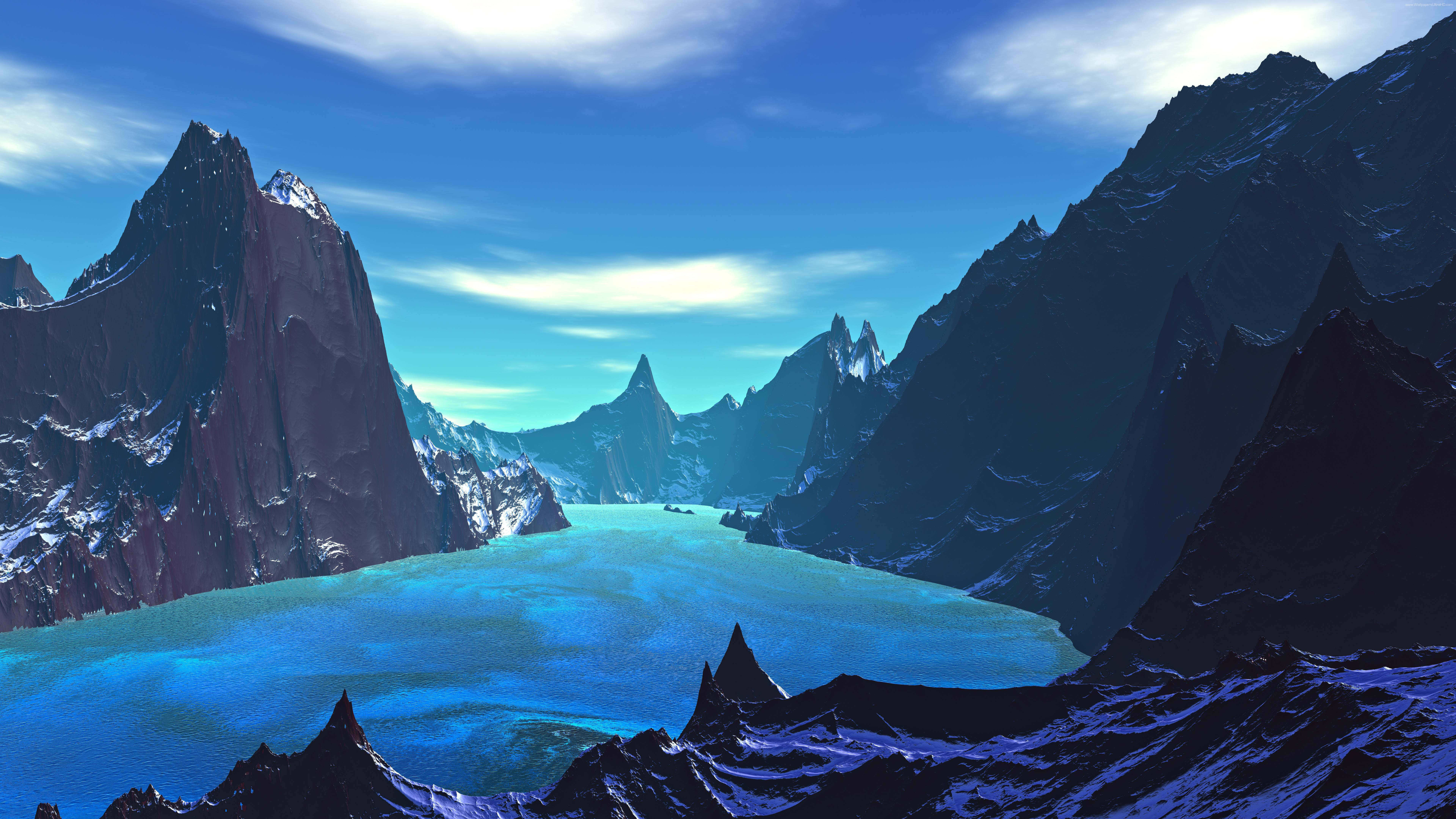 HD wallpaper: mountain blue lake ultra hd 8k 7680x4320, scenics - nature