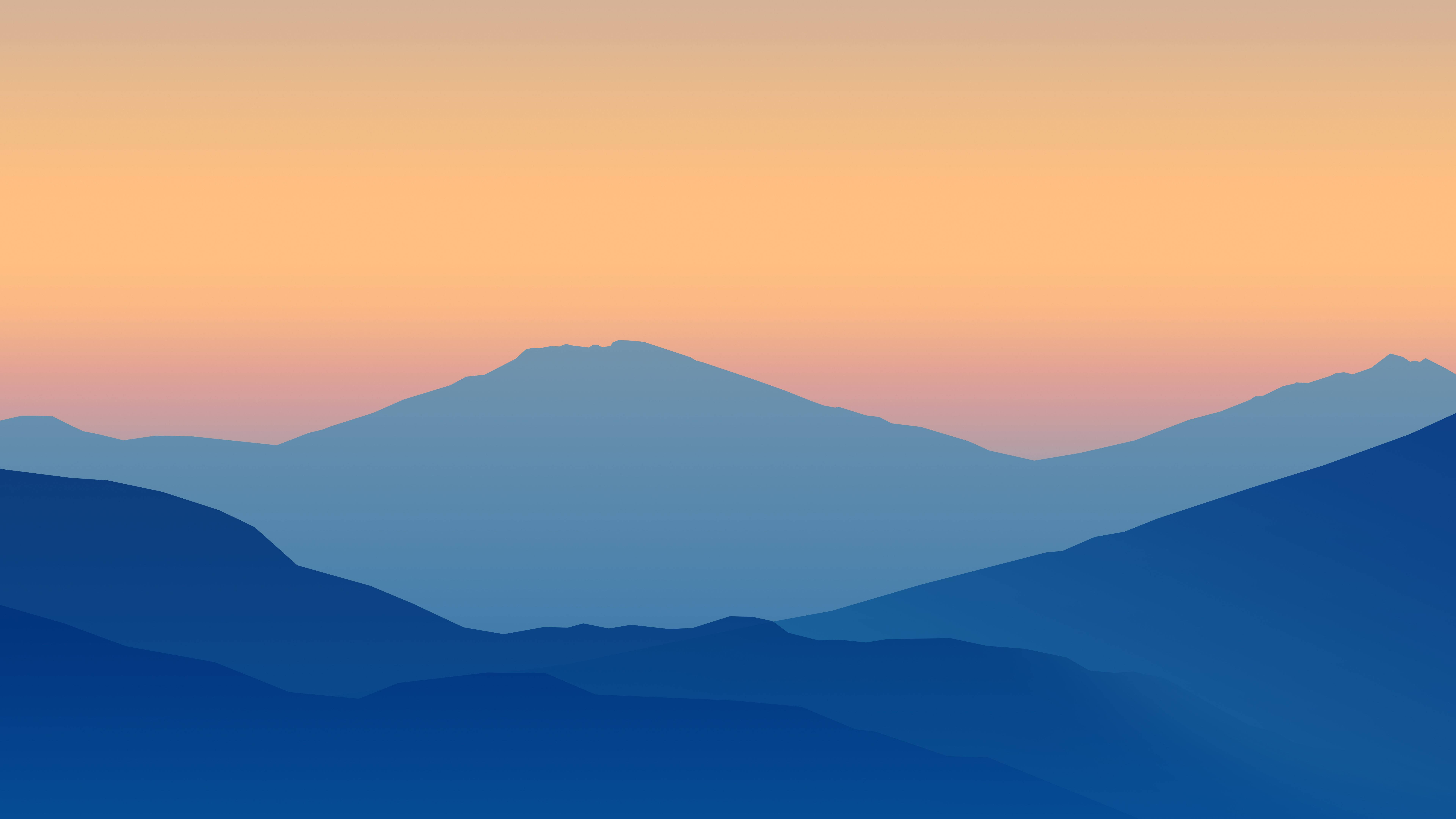 Premium Vector  Blue mountains and sun minimalist wallpaper for computer