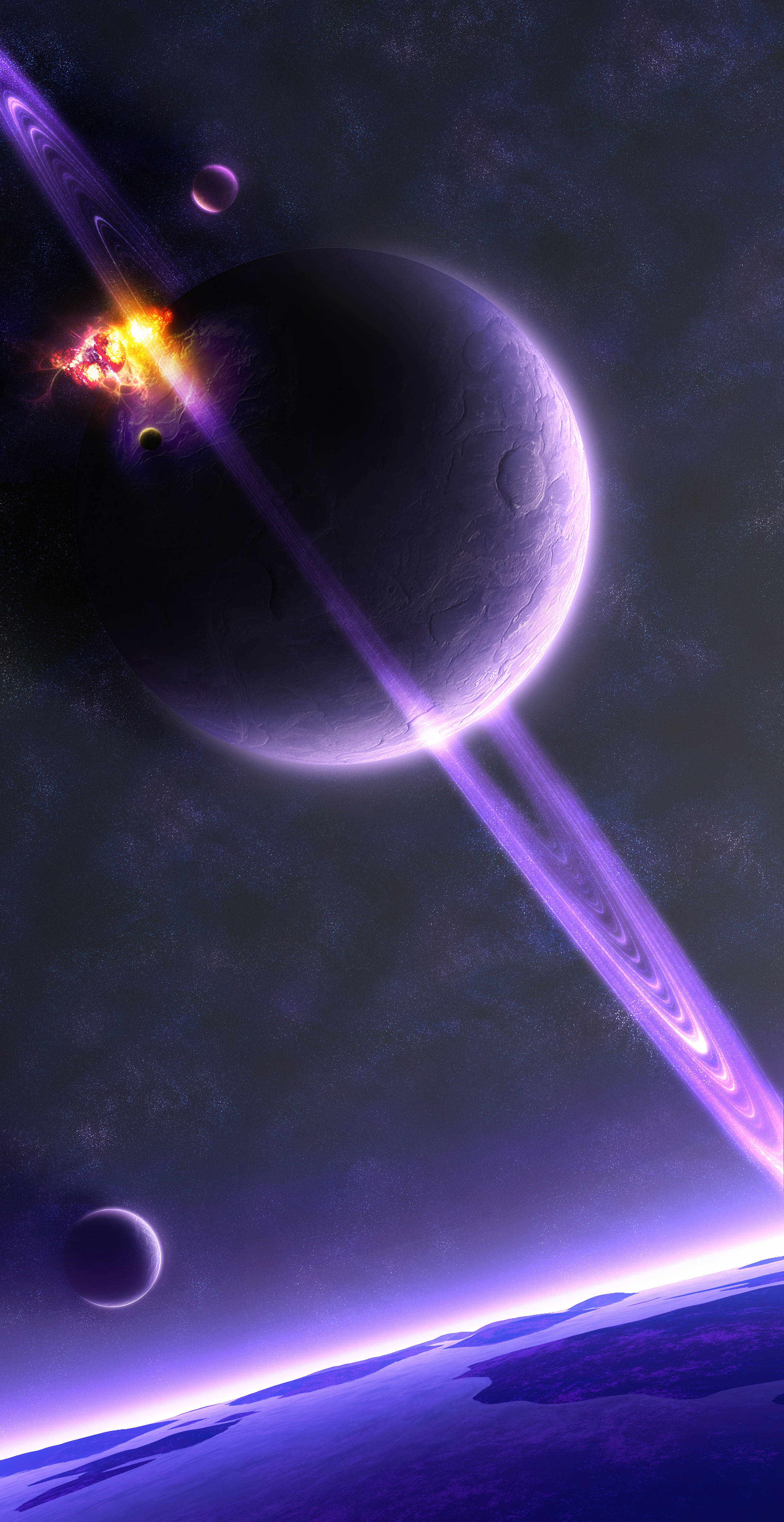 Download Purple Planet Saturn Wallpaper 
