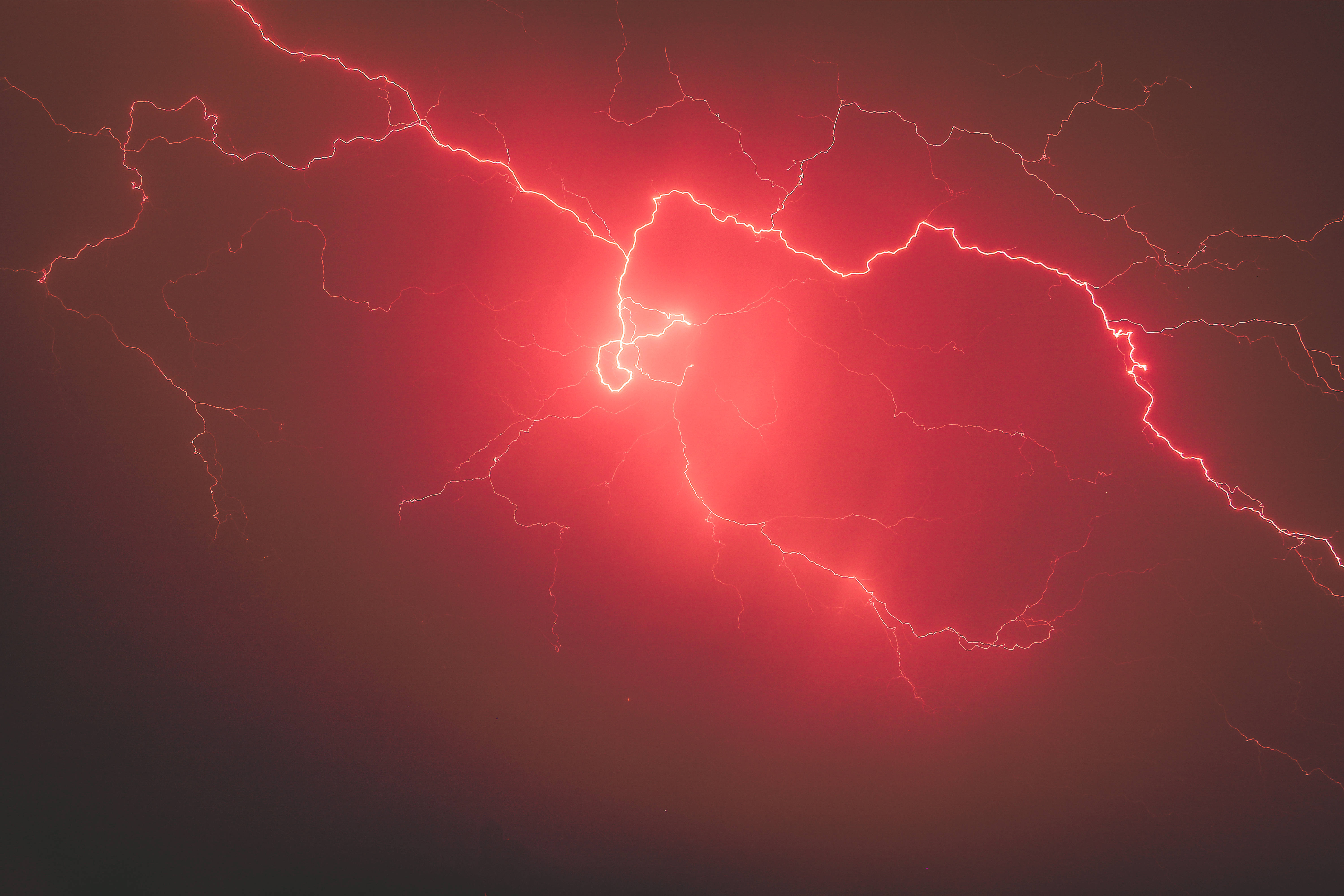 Download "A Powerful Display of Red Lightning" Wallpaper