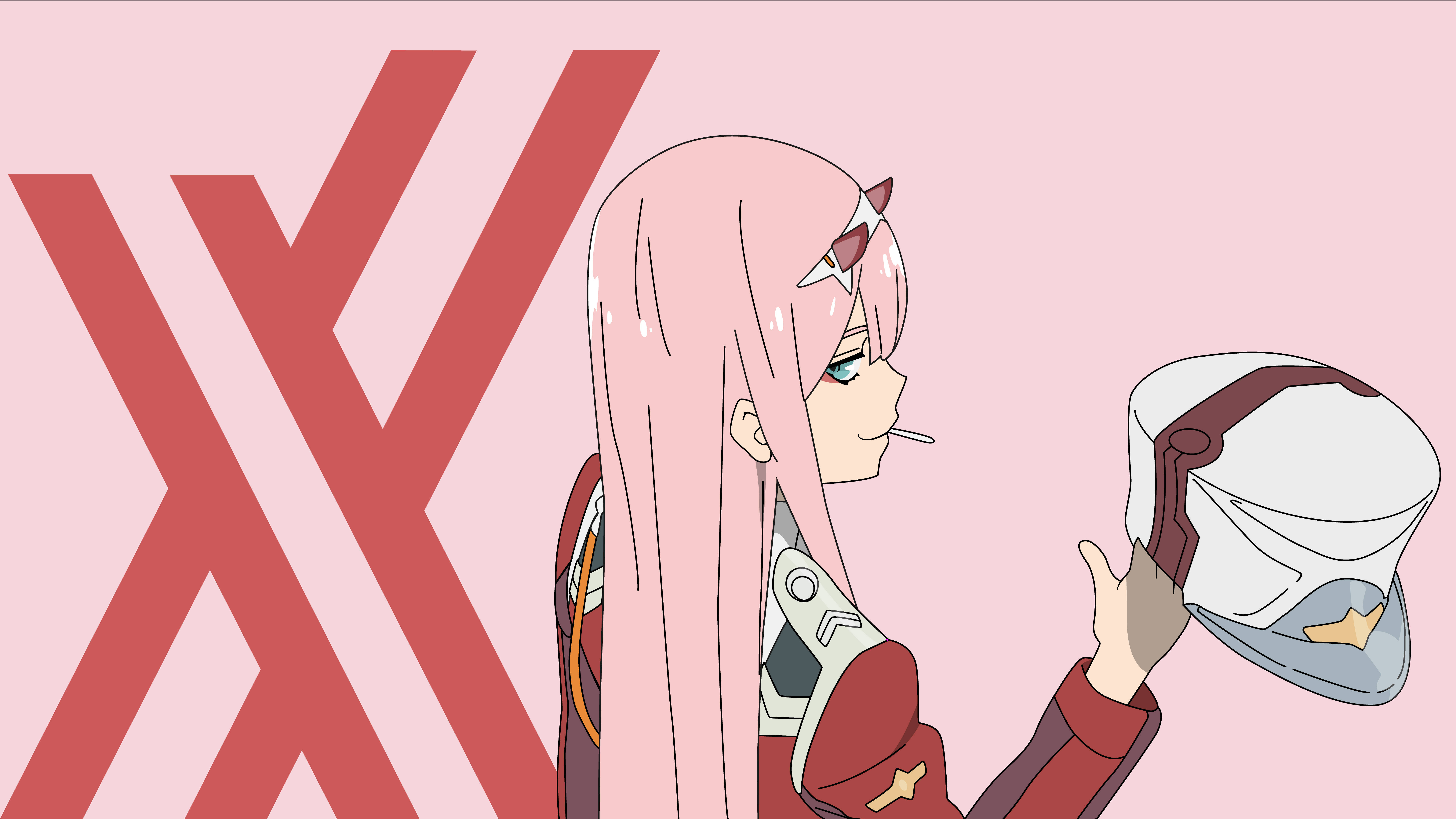 darling in the franxx zero two with background of white and pink and brown  lines 4k hd anime Wallpapers, HD Wallpapers