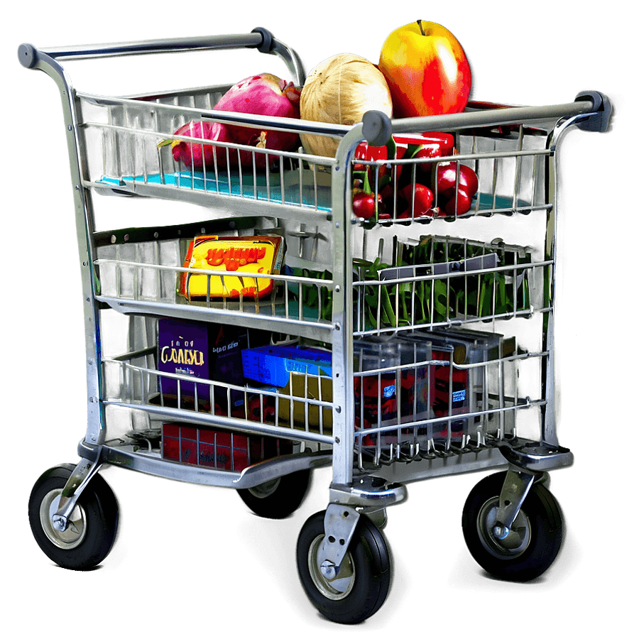 Metal Grocery Cart PNG 06282024