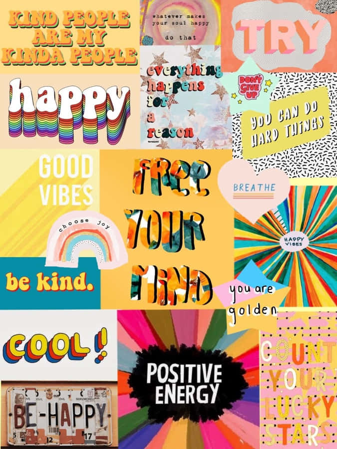 Colagem de Positividade e Felicidade
