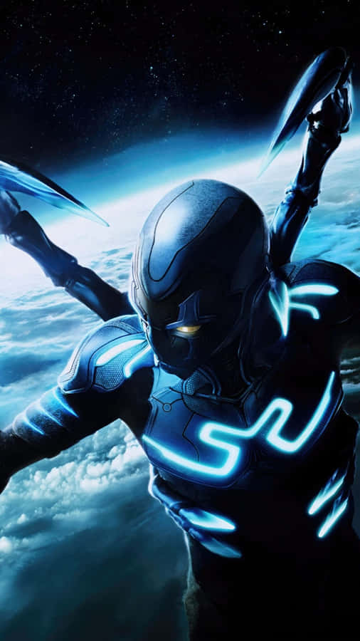 Blue Beetle Posizione Eroica Sopra le Nuvole