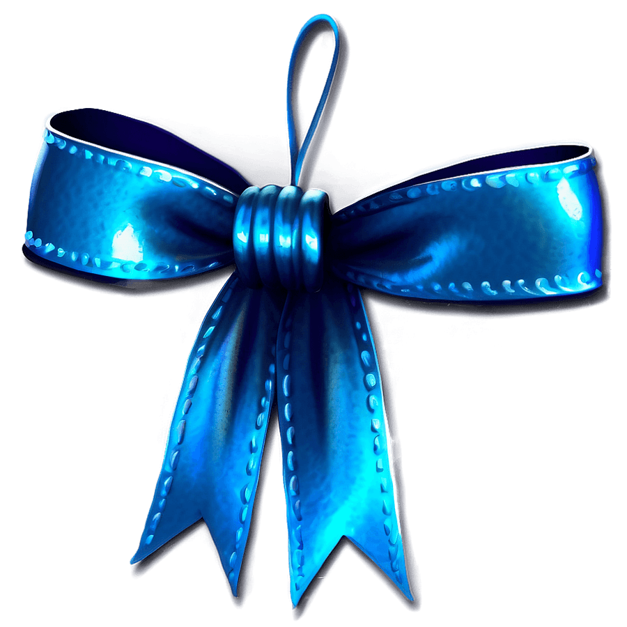 Shiny Blue Christmas Bow PNG 05252024