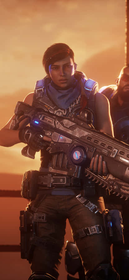 Kate holder en pistol iPhone XS Gears Of War 5 baggrund