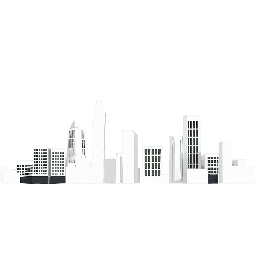 White Line Cityscape Outline PNG 81