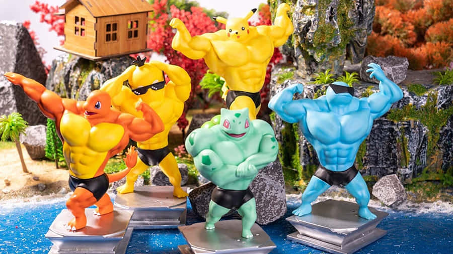 Farverigsamling af Pokémon-figurer