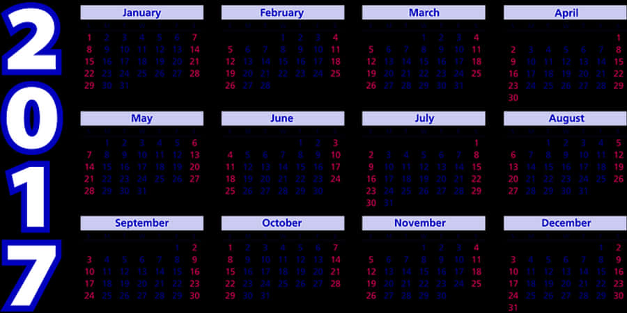 2017 Blue Red Calendar