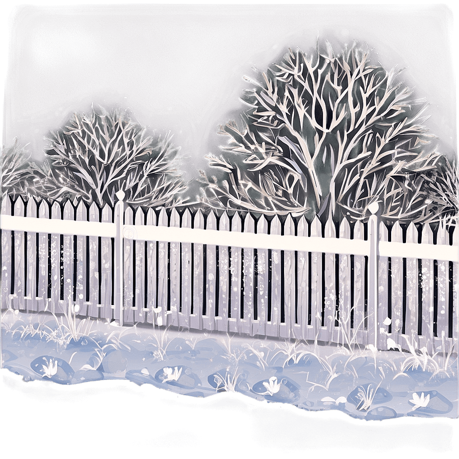 White Fence in Winter Scene PNG 06272024