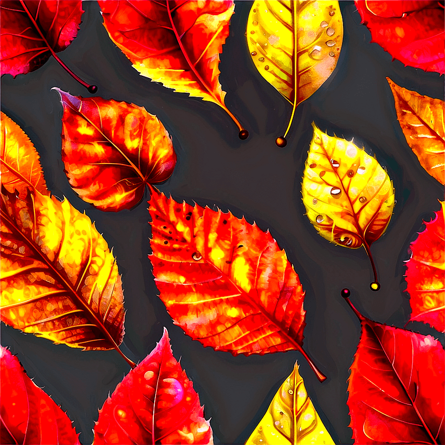 Autumn Leaves with Dew PNG 05242024