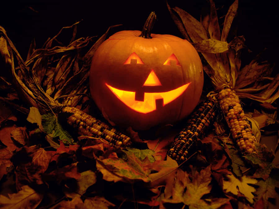 Imagemde Abóbora Sorridente de Outono de Halloween.