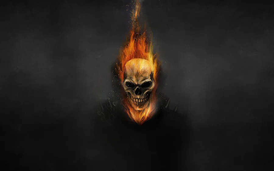 Flaming Skull Black Backdrop Dark Devil