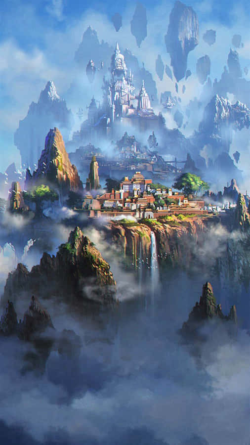 Mystische Himmelsschloss Fantasieszene