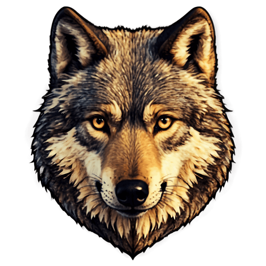 Vintage Wolf Face Sketch PNG 06292024