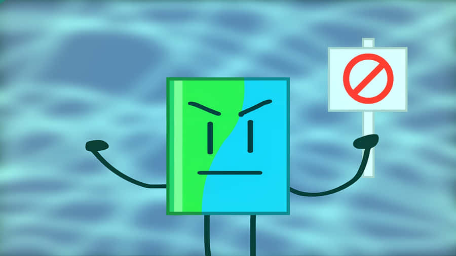 Blocky Charakter hält Schild