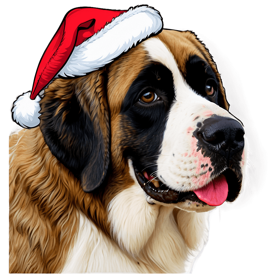 St Bernard with Santa Hat PNG bmh90