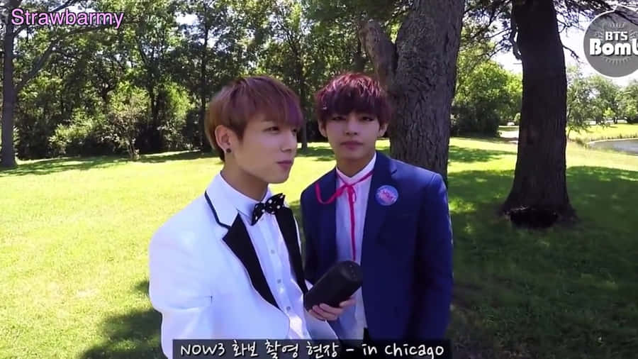 "Imagemengraçada do BTS com Taehyung e Jungkook para papel de parede de computador ou celular."