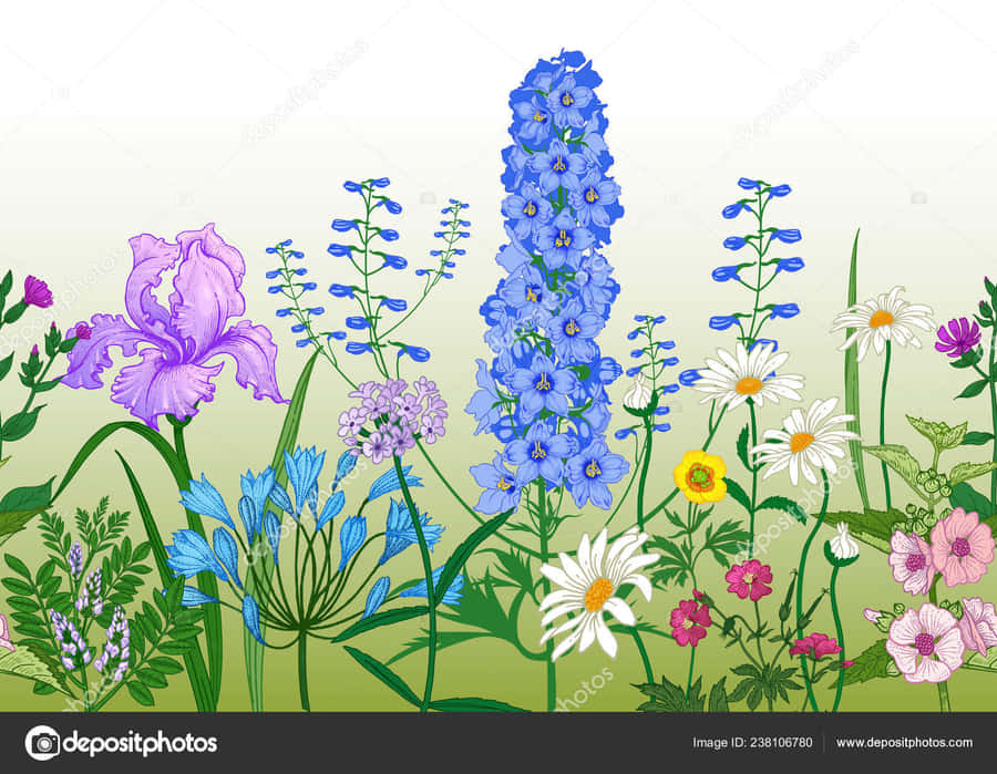 Tegning af Pen og Blæk af Smuk Blomst