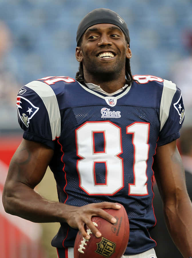 Randy Moss Patriots Trikot lächelnd