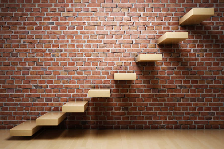 Wooden Steps Brick Wall