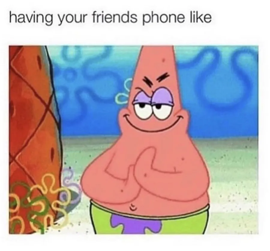 Patrick planning Spongebob meme wallpaper.