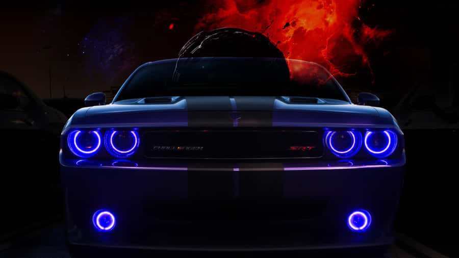 CooleNeonblaue Auto-Lichter-Bild