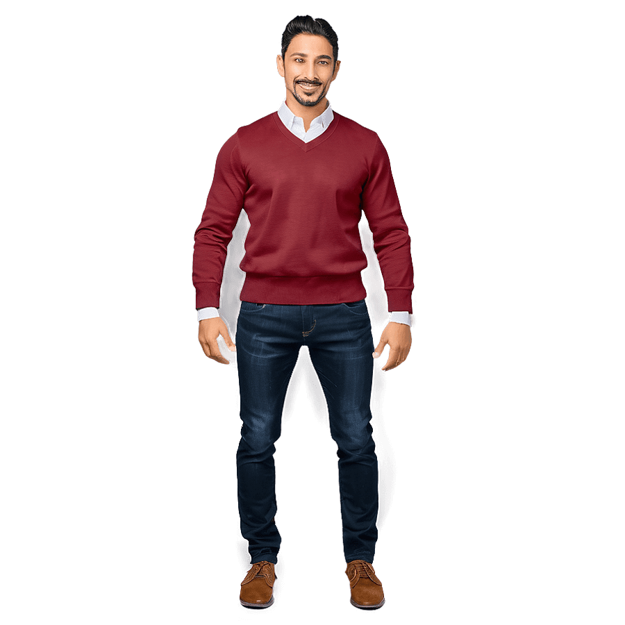 V-Neck Red Sweater PNG 06292024