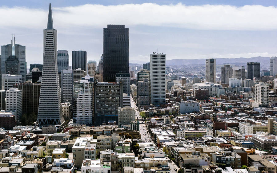 Preview wallpaper san francisco, skyscrapers, top view, panorama